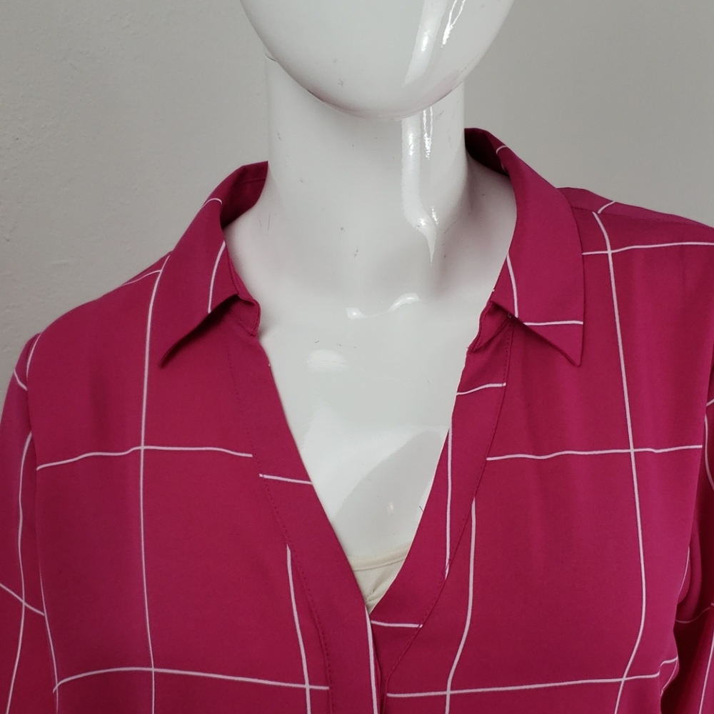 Worthington Pink Plaid Blouse - Picture 3 of 10
